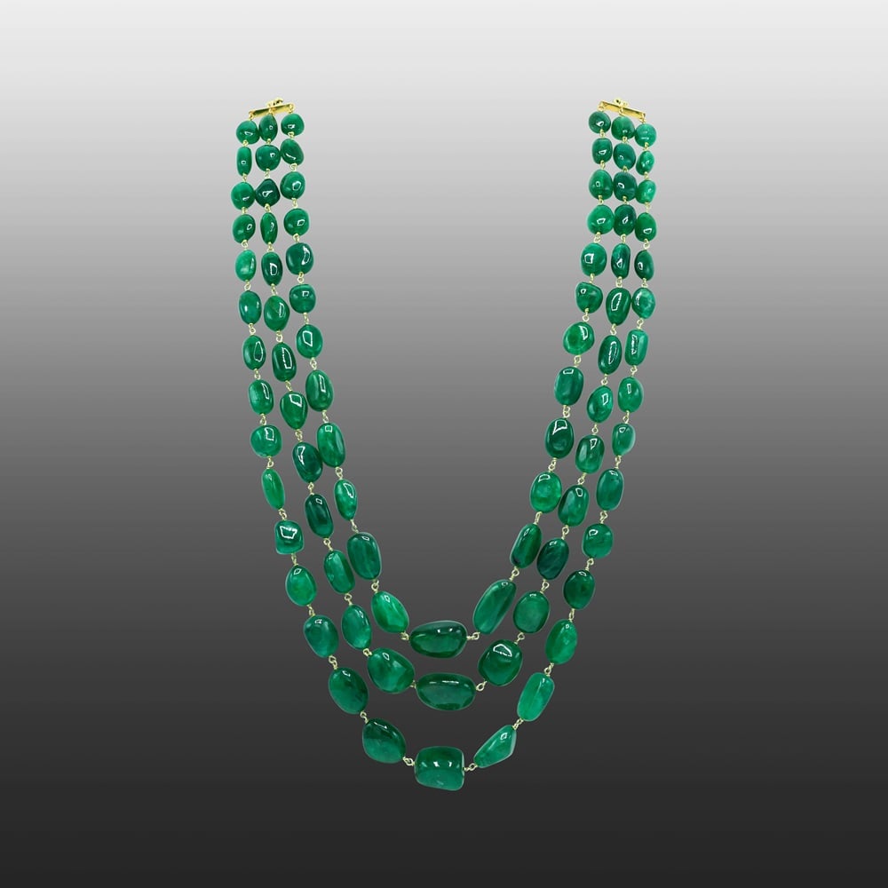 Emerald Beaded Three Line